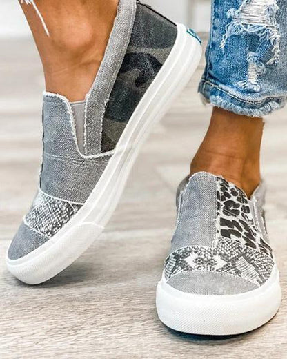 Quinny | Zapatos de lona casual con estampado de leopardo